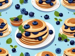 Blueberry Pancakes Clipart - Pancakes topped with fresh blueberries.  color vector clipart, minimal style