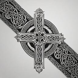 celtic cross tattoos  simple color tattoo,minimal,white background