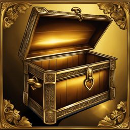 golden key clipart: unlocking a mysterious old chest. 