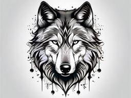 Tattoo for Wolf,enigmatic and alluring portrayal of a wolf, canvas for expressing one's wild spirit. , tattoo design, white clean background