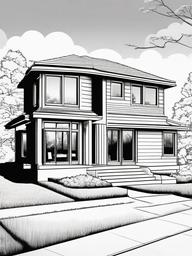 House Coloring Pages - Modern house with large windows and a sleek design  simple coloring pages