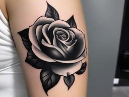 Black and Grey Rose Tattoo-Exploration of monochromatic beauty with a black and grey rose tattoo, symbolizing subtlety and grace.  simple vector color tattoo