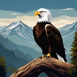 Bald Eagle Clipart in the Mountains,Bald eagle perched high in the mountainous terrain, the emblem of freedom and leadership. 