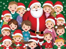 Santa clipart - Santa surrounded by children on Christmas  