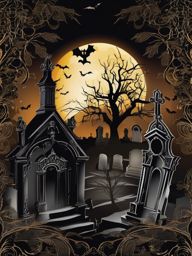 Spooky Graveyard Halloween Backgrounds intricate details, patterns, wallpaper photo