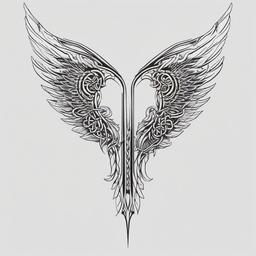 celtic angel wings tattoos  simple color tattoo,minimal,white background