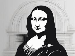 drawing of Leonardo Da Vinci's Mona Lisa in progress  minimal rough sketch scribbles,doodles,black and white