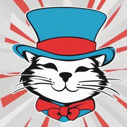 Cat and the Hat clipart, The Cat in the Hat with his signature mischievous grin.  simple, 2d flat