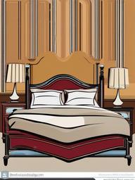 Bed clipart - bed with matching bedside tables  