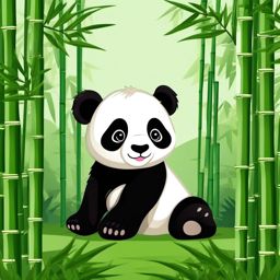 Cute Panda in a Bamboo Grove  clipart, simple