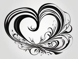 Abstract black heart swirls tattoo. Spiraling depths of feeling.  minimalist black white tattoo style