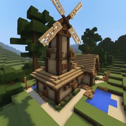 village windmill producing flour for the townsfolk - minecraft house design ideas minecraft block style