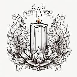 Burning candle  ,tattoo design, white background