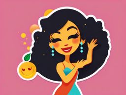 Dancing Lady Emoji Sticker - Groovy moves, , sticker vector art, minimalist design