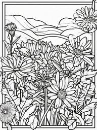 Aster coloring page sheet - Asters blooming in late summer, filling a garden with color.  black outline printable coloring page