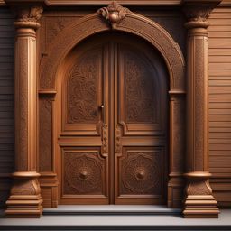 door clipart - a grand wooden door with intricate carvings 