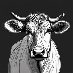 a sketch of a cow  minimal rough scribbles,doodles,black and white