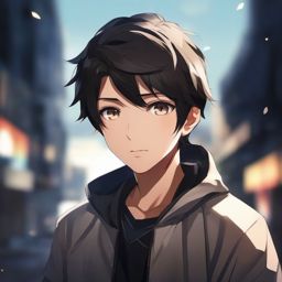 boy face, dark hair,  front facing ,centered portrait shot, cute anime color style, pfp, full face visible