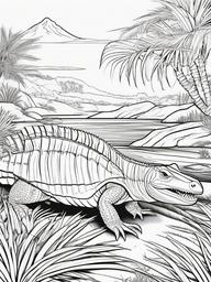 Dimetrodon Coloring Pages - Sail-Backed Early Reptile  black outline printable coloring page