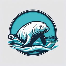 Maritime Manatees  minimalist design, white background, professional color logo vector art