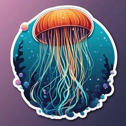 Jellyfish Sticker - A mesmerizing jellyfish floating in the sea. ,vector color sticker art,minimal