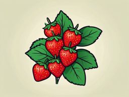 Strawberry Plant Clipart - A strawberry plant with fresh red berries.  color vector clipart, minimal style