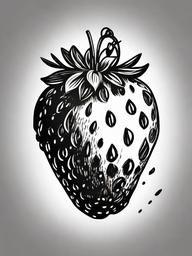 drawing of a strawberry with seeds  minimal rough sketch scribbles,doodles,black and white