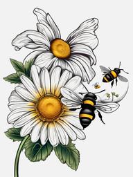 daisy with bee tattoo  vector tattoo design