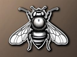 Bee Sticker - Detailed bee illustration, ,vector color sticker art,minimal