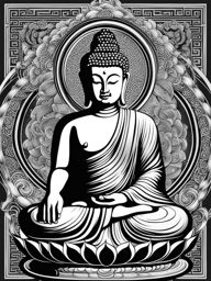 buddha tattoo black and white design 