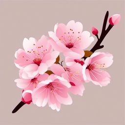 Sakura flower clipart, A delicate pink cherry blossom in full bloom.  simple, 2d flat