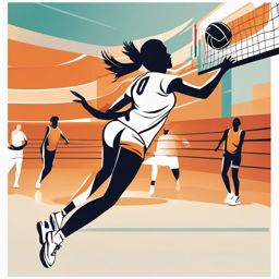 Volleyball Mid-Air during a Competitive Game Clipart - A volleyball suspended mid-air during a heated competitive match.  color clipart, minimalist, vector art, 