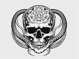 Tattoo Skull Snake - Tattoo featuring a skull and snake motif.  simple vector tattoo,minimalist,white background