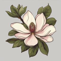 magnolia branch tattoo  simple vector color tattoo