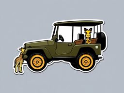 Safari Jeep and Giraffe Emoji Sticker - Safari wildlife encounter, , sticker vector art, minimalist design