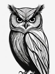 drawing of owl  minimal rough sketch scribbles,doodles,black and white