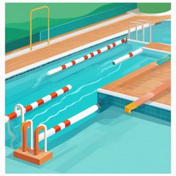 Swimming Pool Lanes Clipart - Swimming pool lanes for competitive swimming.  color vector clipart, minimal style