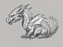 drawing of a gemstone dragon  minimal rough sketch scribbles,doodles,black and white