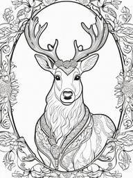 Reindeer Coloring Book  outling,coloring pages,black and whit