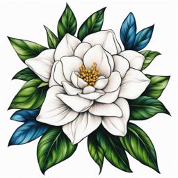 Gardenia tattoo, Tattoos inspired by the fragrant and beautiful gardenia flower. ,colorful, tattoo pattern, clean white background