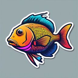 Fish Sticker - A colorful fish swimming in the ocean. ,vector color sticker art,minimal