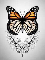 monarch butterfly tattoo  simple color tattoo,white background,minimal