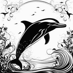 dolphin clipart black and white 