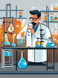 Science clipart - chemical reactions in a lab setting  