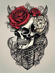 skeleton heart tattoo  simple vector color tattoo