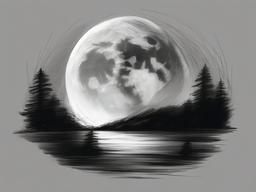 drawing of a full moon  minimal rough sketch scribbles,doodles,black and white