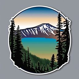 Crater Lake sticker- Deepest lake in the United States, , sticker vector art, minimalist design