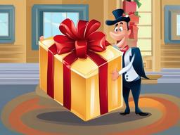 Present clipart - cartoon character holding a big present  