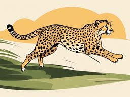 Cheetah Clip Art - Speedy cheetah in pursuit,  color vector clipart, minimal style