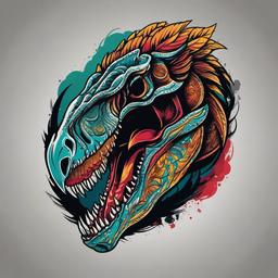 velociraptor skull tattoo  simple vector color tattoo